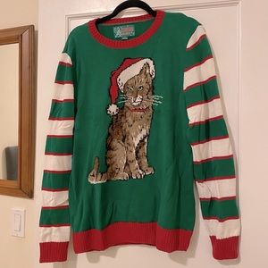 Ugly Christmas Sweater with angry cat